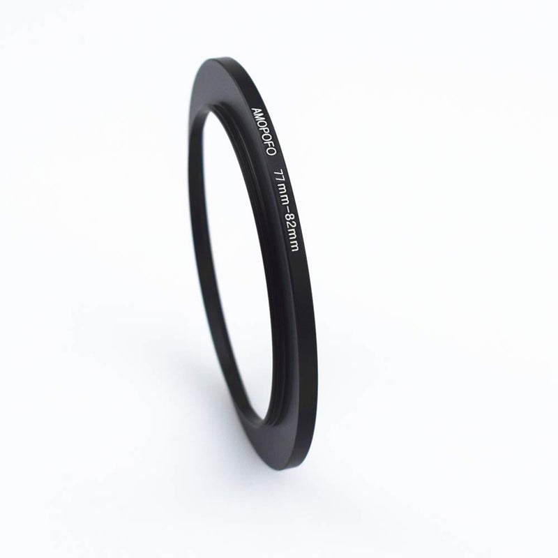 Amopofo 77mm-82mm Metal Ring/77mm to 82mm Step-Up Ring for Filters,Made of CNC Machined with Matte Black Electroplated Finish,Compatible with All 77mm Camera Lenses & 82mm Accessories - Image 2